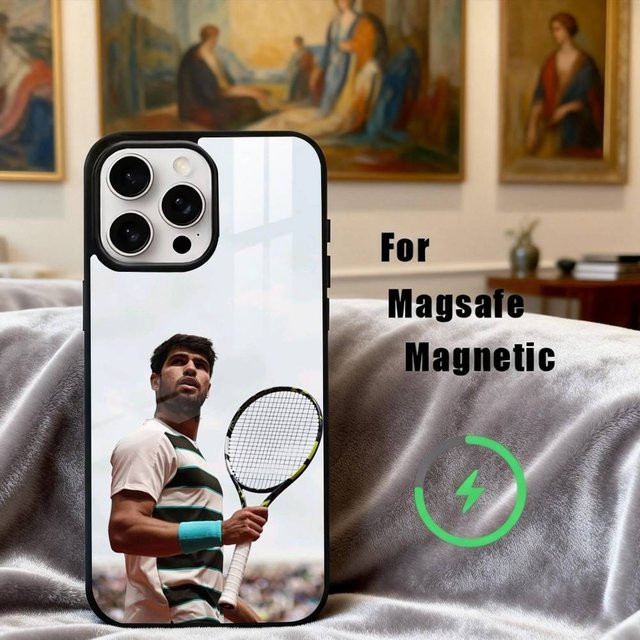 Handyhülle Carlos Alcaraz Tennischampion für iPhone 17 16 15 14 13 12 11 Plus Pro Max und 12 mini mit MagSafe Magnetisch für kabelloses Laden in Multicolour - Bild 1