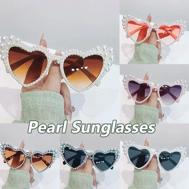 ERIKOLE Herz Perle Sonnenbrille, Unisex, Vollrand, Kunststoff - Bild 1