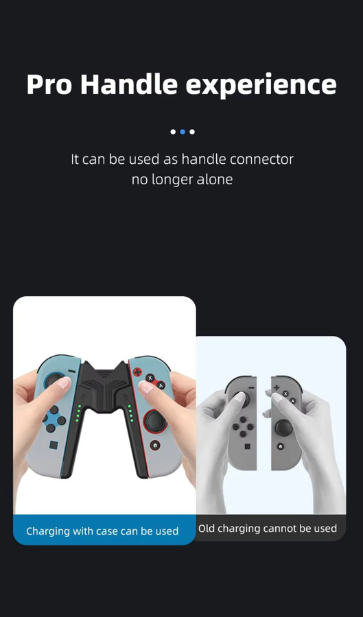 Aolion Ladegriffhalterung für Nintendo Switch und Switch 2 Joycon Controller Grip Ladestation, Schwarz - Bild 4