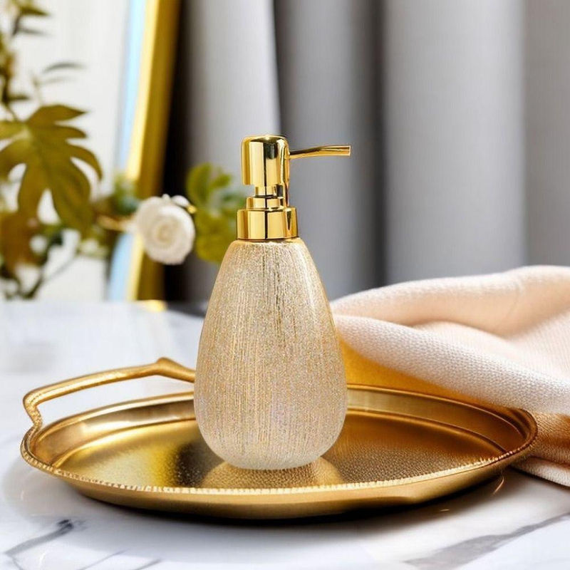 Wucifang Jewelry Keramik-Pumpspender in Gold, 400ml leerer Kosmetikbehälter für Duschgel oder Handdesinfektionsmittel - Bild 3