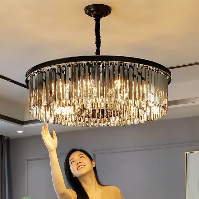 TAONUANSHU Nordische Designer Luxus LED Kristall Pendelleuchte in Schwarz und Transparent für Wohnzimmer und Schlafzimmer - Bild 1