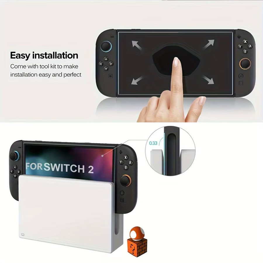 3er-Set HD Displayschutzfolien aus gehärtetem Glas für Nintendo Switch 2, transparent und kratzfest - Bild 5