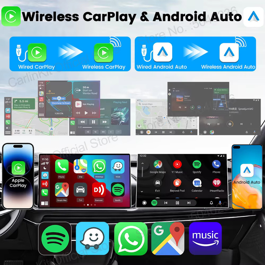 CarlinKit Mini Ultra Kabelloser CarPlay und Android Auto Adapter in Schwarz mit USB-Anschluss für nahtlose Plug-and-Play Verbindung - Bild 2