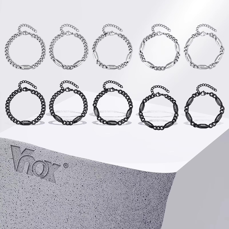 Vnox Gliederarmband, Edelstahl, Silber, Herren - Bild 2