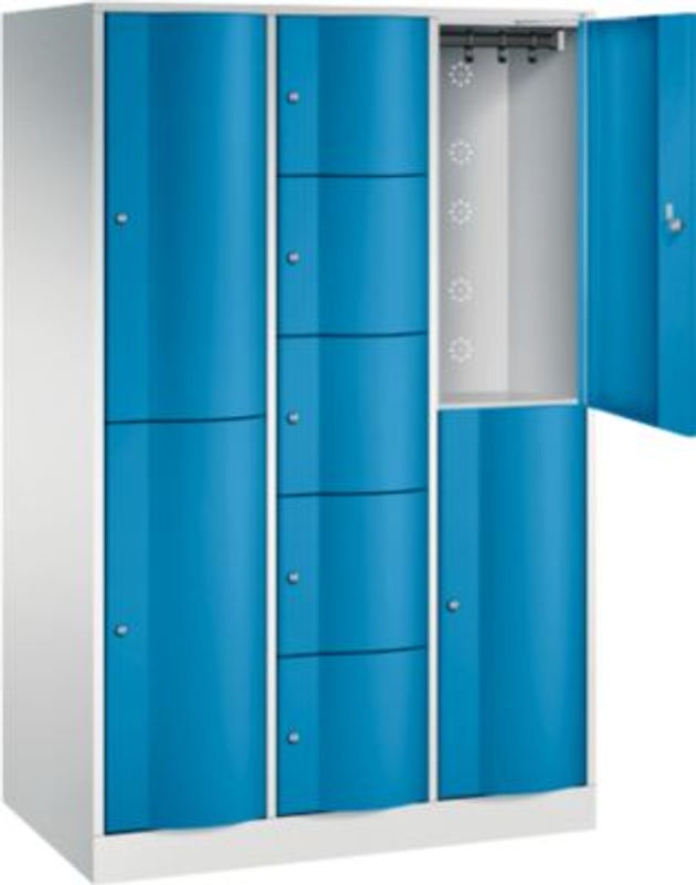 C+P Kombi-Schließfachschrank Resisto mit 3 Abteilen und 9 Fächern, Lichtgrau/Lichtblau, B/T/H: 114,8 x 64,0 x 195,0 cm - Bild 2