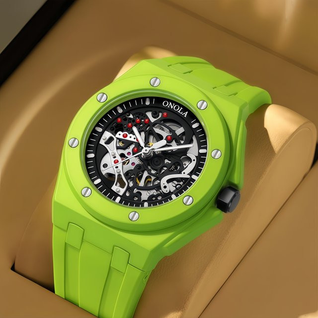 ONOLA Armbanduhr Automatik, Silikonarmband, Bunt, Herren - Bild 1