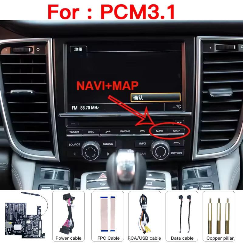 AUTOABC Drahtloses CarPlay und Android Auto Interface für Porsche PCM 3.1 Panamera Macan Cayenne Taycan Boxster 911 991 718 in Schwarz mit Rückfahrkamera-Unterstützung und AirPlay - Bild 5