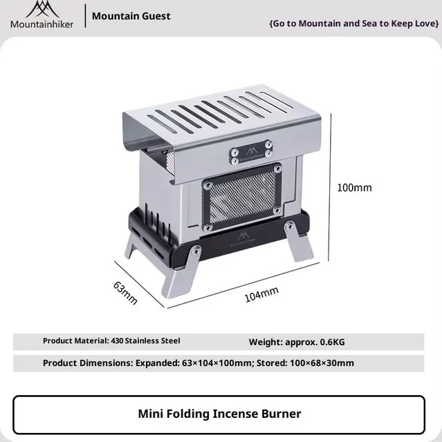 Mountainhiker Edelstahl Vintage Camping-Räuchergefäß und Mückenschutz in Silber, faltbar für Innen und Außen - Bild 1