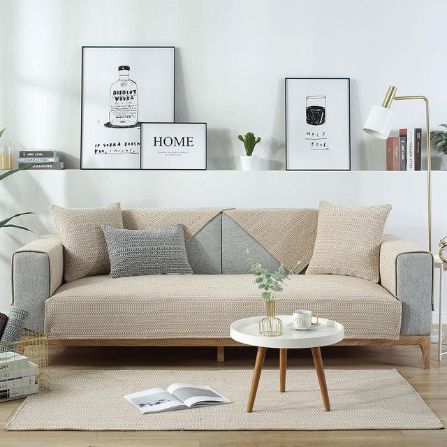 Super Six Sofakissen aus verdicktem Baumwollgewebe, Beige, B/H: 70 x 50 cm - Bild 1