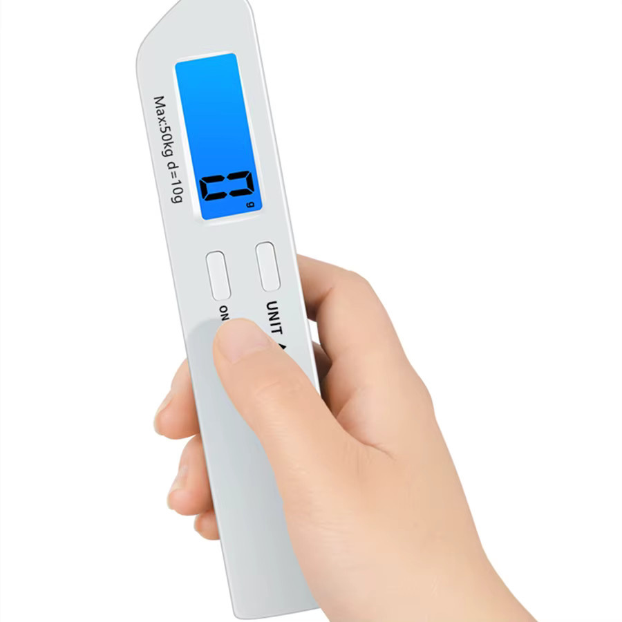 Digitale Tragbare Gepäckwaage von DIDA BEAR mit LCD-Display und blauer Hintergrundbeleuchtung, 50 kg Tragkraft, Farbe: Blau/Grau - Bild 4