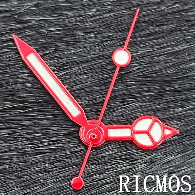 RICMOS Uhrzeiger, rot, grün leuchtend, passend für NH35, NH36, Miyota 8215, DG 2813, ETA 2824, 2836 - Bild 1