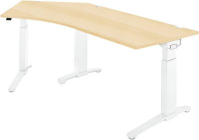 Schäfer Shop Genius Schreibtisch ERGOSTYLE S Eckschreibtisch mit C-Fuß Gestell, manuell höhenverstellbar, Ahorn/weiß, B: 216,5 cm, T: 80 cm, H: 67,5-89,5 cm - Bild 1