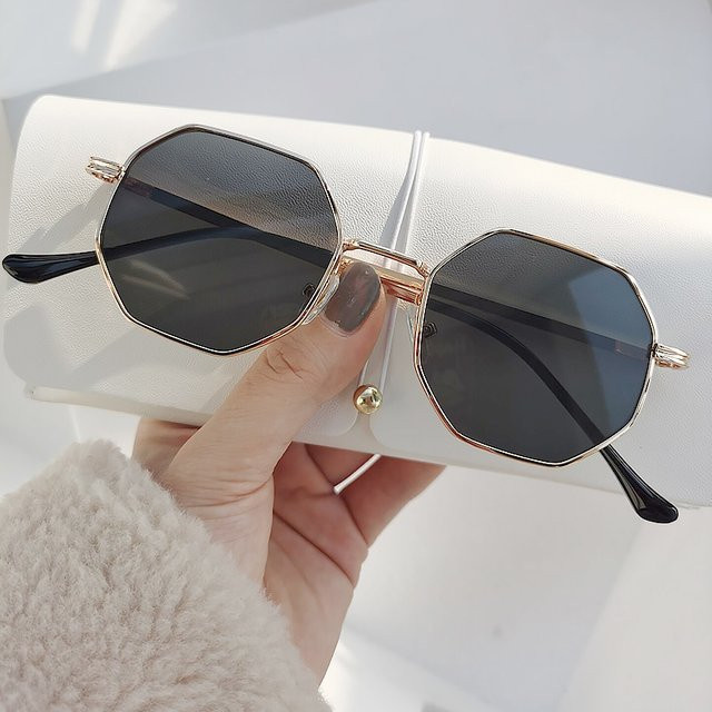 ShangeWFJia Sonnenbrille, hexagonal, Metall, Vollrand, Damen - Bild 1