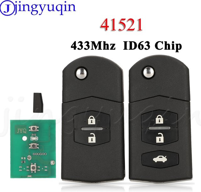 JYQ Flip Fernbedienung Auto Schlüssel 433 MHz mit 4D63 Chip für Mazda 3 6 M3 M6 Schwarz - Bild 1