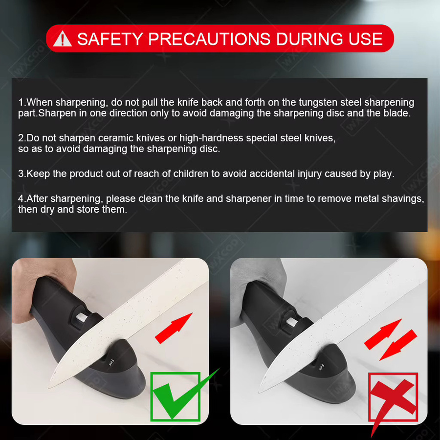 WXCOO Professioneller Handmesser-Schärfer in Schwarz mit Grob- und Fein-Schleifstufen - Bild 5