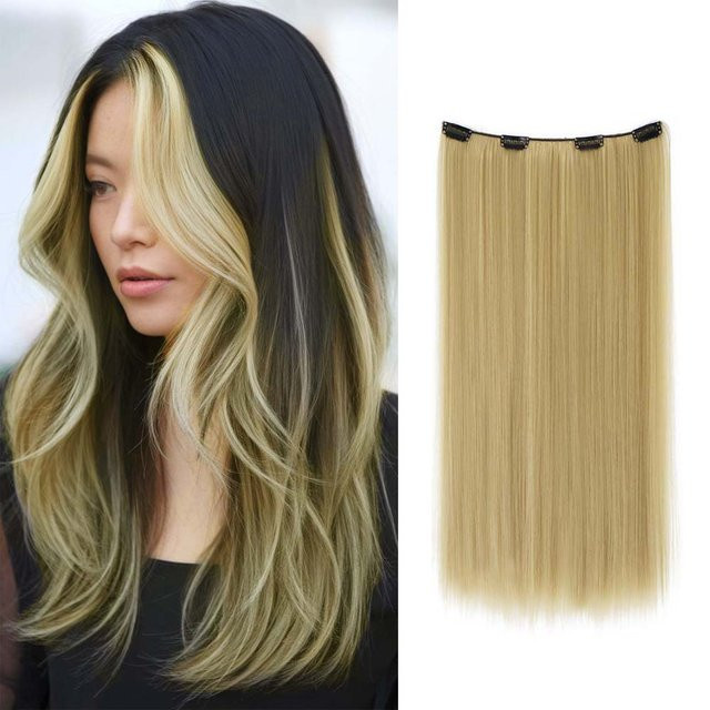 Haarverlängerungen Clip-In, synthetisch, gerade, gold, 22 Zoll, Damen - Bild 1
