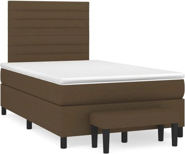 vidaXL Boxspringbett Hybrid mit Matratze und Kopfteil, Dunkelbraun, B/T: 120 x 200 cm - Bild 1