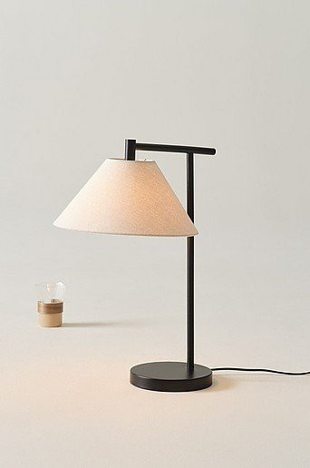 Jotex CONE Tischlampe in Schwarz mit Stoffschirm und Metallfuß, dimmbar, E27 - Bild 1