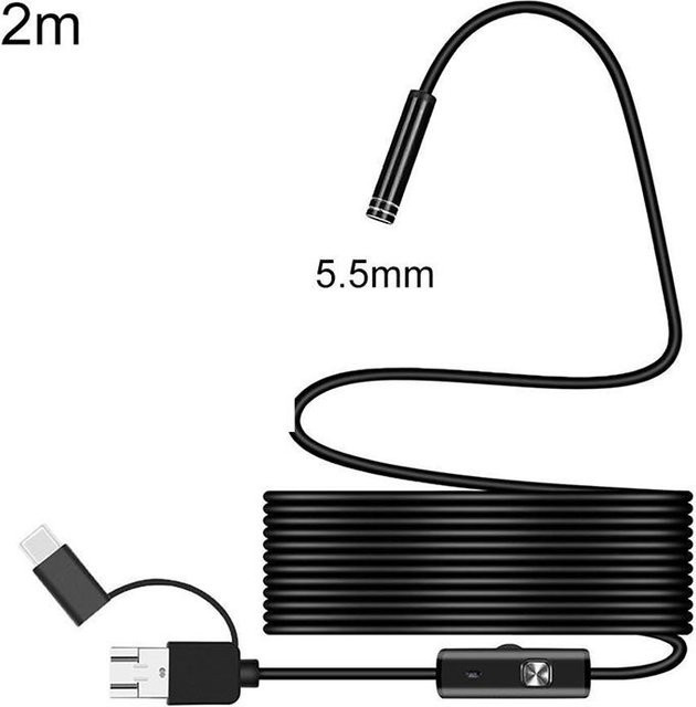 Calia 3 in 1 USB Typ-C Endoskop Inspektionsboreskop mit HD-Kamera IP68 in Schwarz - Bild 1