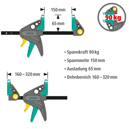 Wolfcraft Multi Fix Einhandzwinge aus Kunststoff in Multicolour, Länge: 34 cm - Bild 4