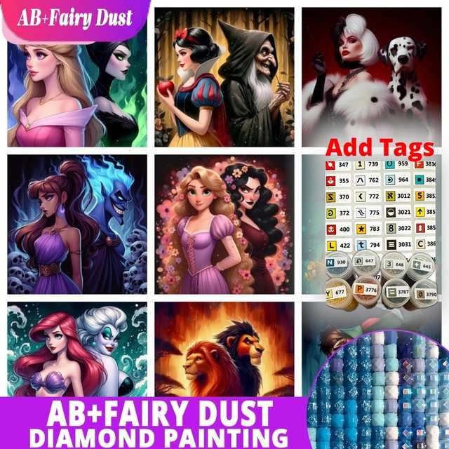 Potdemiel DIY Diamantmalerei Set Prinzessin und Bösewicht Motiv in Mehrfarbig mit Mosaik-Kreuzstich-Effekt - Bild 1