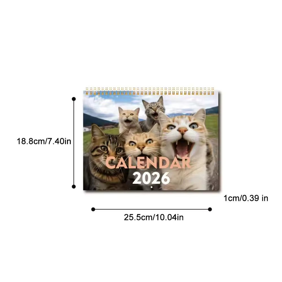 2026 Wandkalender für Katzenliebhaber mit lustigen Kätzchen Motiven, monatlicher Kalender aus Papier in Mehrfarbig - Bild 5