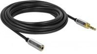 Delock Klinkenverlängerungskabel 3,5 mm 3-Pin Stecker auf Buchse, Schwarz - Bild 1