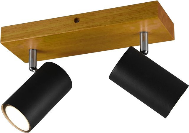 Trio Marley 2-flammiger Strahler aus Metall und Holz in Schwarz matt, verstellbar - Bild 1