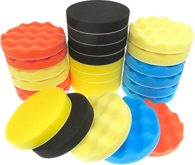 5 Stück VIBRATITE Polierpads 6 Zoll mit Stützteller zum Polieren und Wachsen für die Auto-Poliermaschine, Farben: Gelb und Mehrfarbig, Durchmesser: 15,24 cm - Bild 1