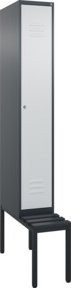 C+P Spind Classic PLUS Garderobenschrank mit Sitzbank, 1 Abteil, Schwarzgrau, B/T/H: 212,0 x 30,0 x 81,5 cm - Bild 1