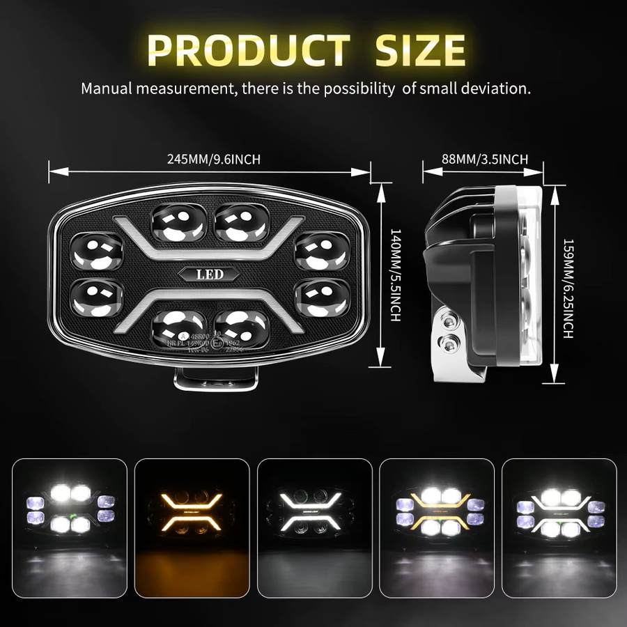 CO LIGHT 10 Zoll LED-Nebel- und Fahrlichter für LKW und Offroad-Einsatz, 24V, 80000LM, Weiß und Bernstein - Bild 2