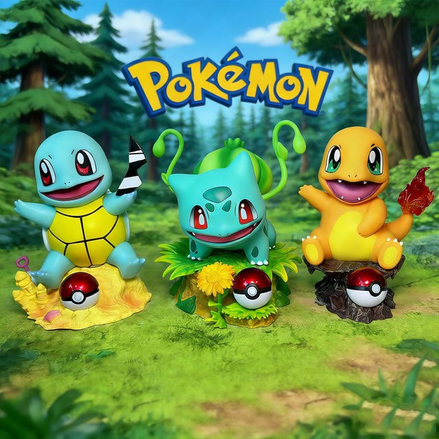Bandai Pokémon Charmander Bulbasaur Squirtle Actionfiguren, 10 cm, Kunststoff - Bild 1