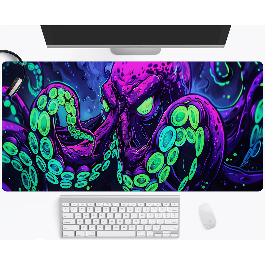 Mairuige Extragroßes Gaming-Mauspad mit hochauflösendem Octopus Cthulhu-Monster Design in Multicolour und genähten Kanten - Bild 6