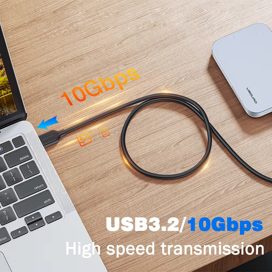 UGOURD USB-A auf USB-C OTG Kabel, USB 3.2 10 Gbit/s Datenübertragung, 60 W QC 3.0, Schwarz - Bild 3