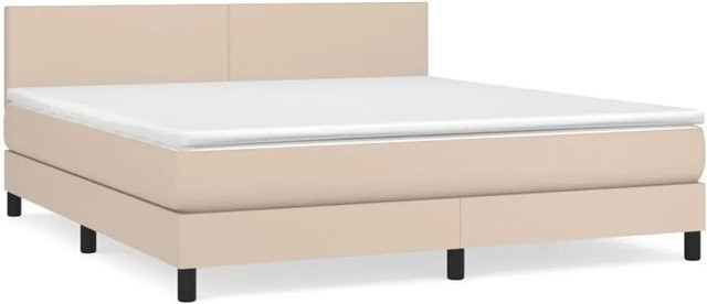 vidaXL Boxspringbett Hybrid mit Taschenfederkern in Cappuccino-Braun, B/T: 160 x 200 cm - Bild 1