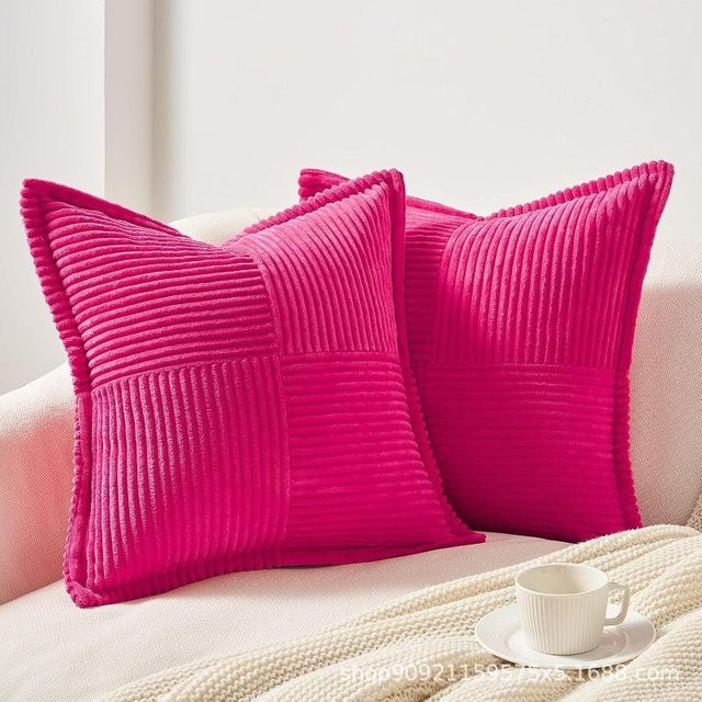 JHWarmo Cord-Kissenbezug mit Streifen in Pink, quadratisch, B/H: 35 x 35 cm - Bild 1