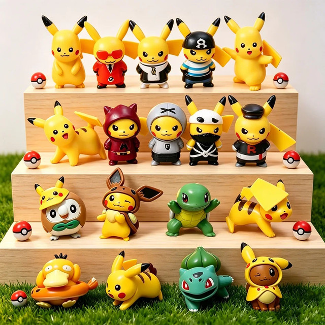 Bandai Pokémon Pikachu-Figuren, 10-teiliges Set, Kunststoff - Bild 1