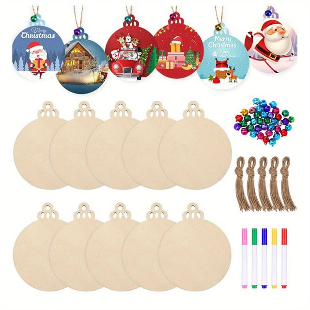 Runde Weihnachtskugeln aus Holz in Braun für deine DIY-Dekoration - Bild 1