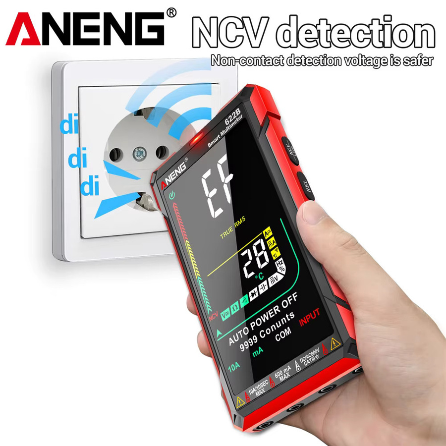 ANENG 622B Smart Professional Infrarot-Laser-Multimeter mit VA-Farbdisplay, NCV-Erkennung und AC/DC-Spannungsmessung in Rot - Bild 3