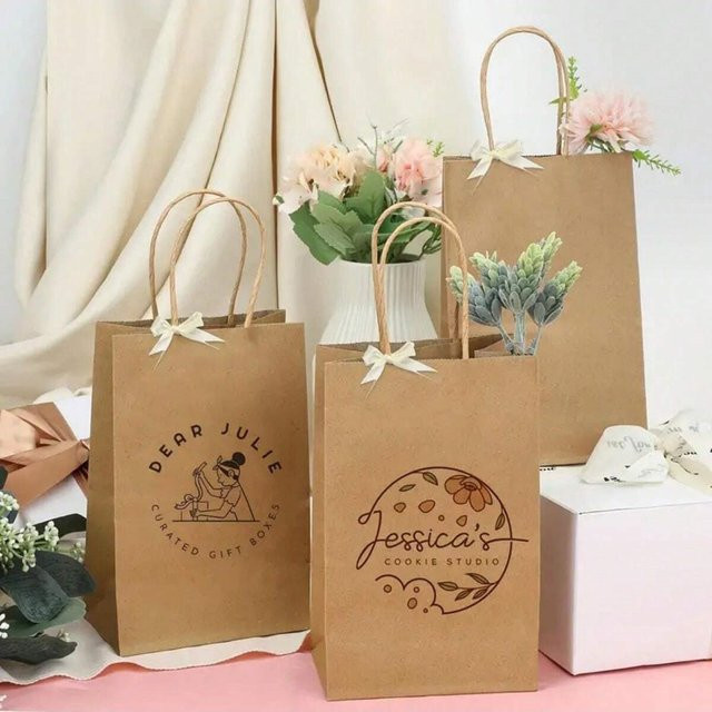 10 Stück kleine Geschenktüten aus braunem Kraftpapier für Hochzeiten und Geburtstage - Bild 1