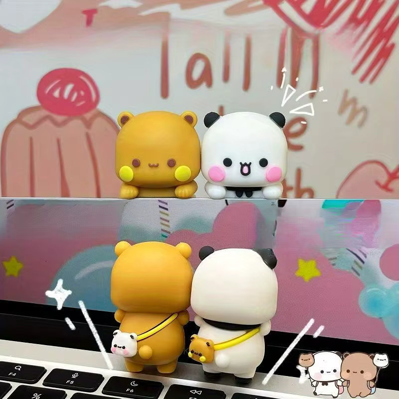 2er-Set süße Bären und Panda Telefonanhänger aus PVC als Mini-Cartoon-Figuren zur Dekoration von Smartphone und Tablet mit kratzfester Basis - Bild 2