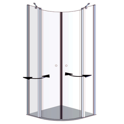 GEO Runddusche in Edelsilber mit 6 mm Glasstärke, Höhe: 195 cm, Breite: 100 cm, Tiefe: 30 cm - Bild 2