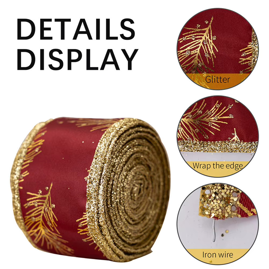Goldenes Drahtband mit Textilbesatz im Vintage-Stil für Weihnachtsdekoration und Hochzeiten - Bild 4