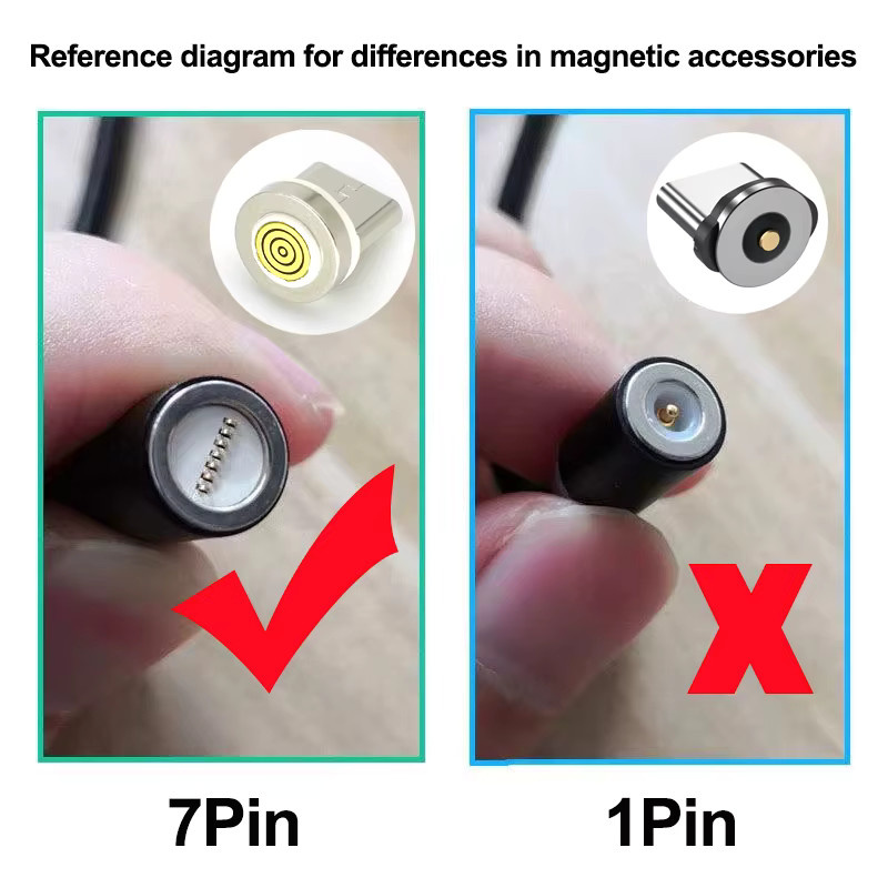 JCD 5er Set magnetische Ladekabel-Steckeradapter für USB-C und Micro-USB, 7-polig, 360-Grad-Drehung, Farbe: Silber - Bild 2