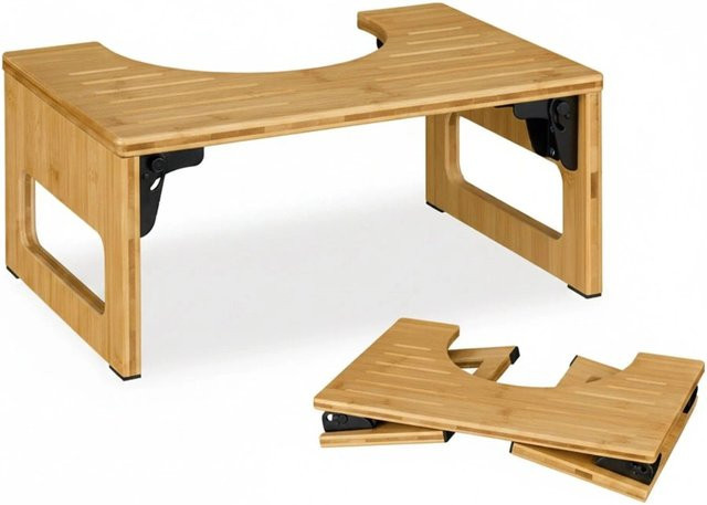 Relaxdays Toilettenhocker aus Bambus Natur klappbar und rutschfest B/T/H: 43 x 18,5 x 27,5 cm - Bild 1