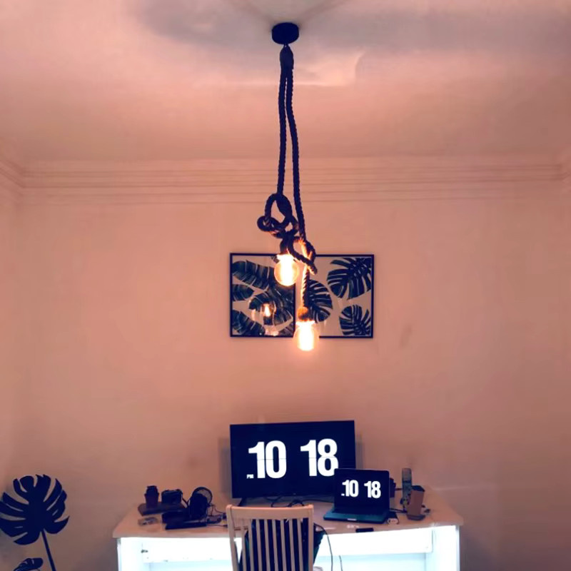 PARKSON Pendelleuchte im Industrial Design aus Rattan und Metall, Farbe Schwarz, E27 Fassung - Bild 2