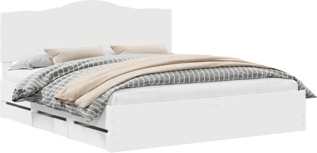 vidaXL Bettrahmen mit Schubladen in Weiß aus Holzwerkstoff B/T/H: 200 x 200 x 43,42 cm - Bild 1
