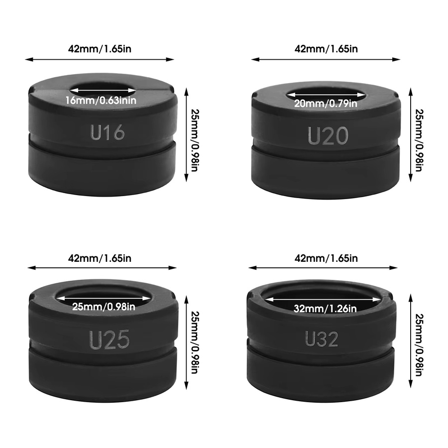 Bymaocar U-Typ Rohr-Crimpbacken Set für PEX und PB-Rohre, Druckrohr-Klemmbacken in den Größen 16 mm, 20 mm, 25 mm und 32 mm - Bild 4