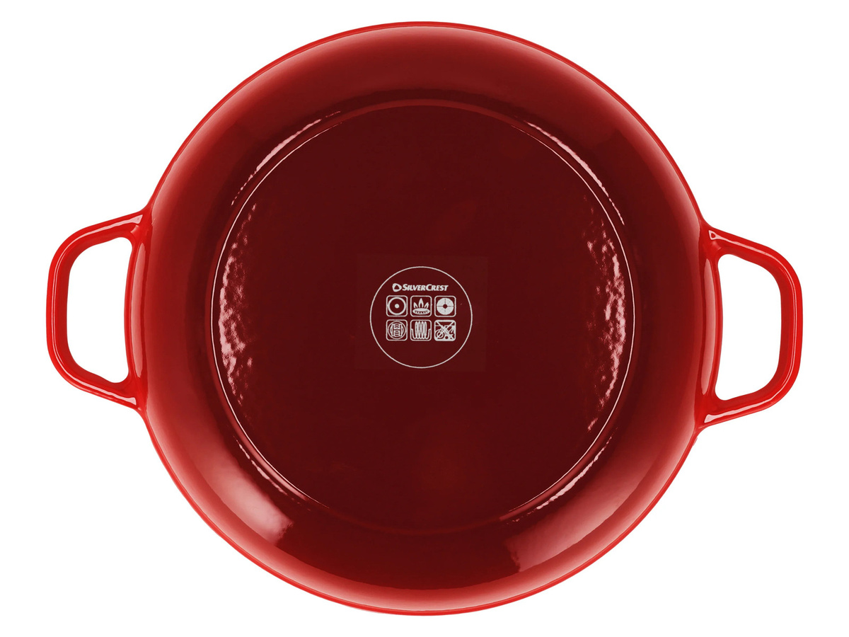 SILVERCREST Premium-Gusseisenservierpfanne aus emailliertem Gusseisen in Rot, Durchmesser: 30 cm - Bild 2