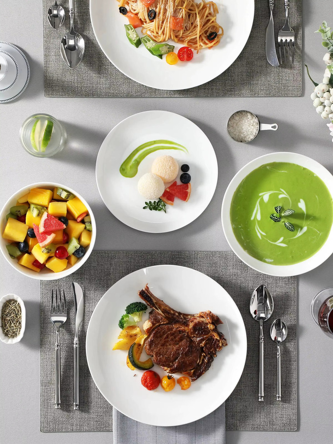 MALACASA Geschirrset aus weißem Knochenporzellan mit goldenem Rand, 16/32-teiliges Dinner-Service für 4 Personen, bestehend aus Schüsseln, Abendessen- und Suppentellern - Bild 4
